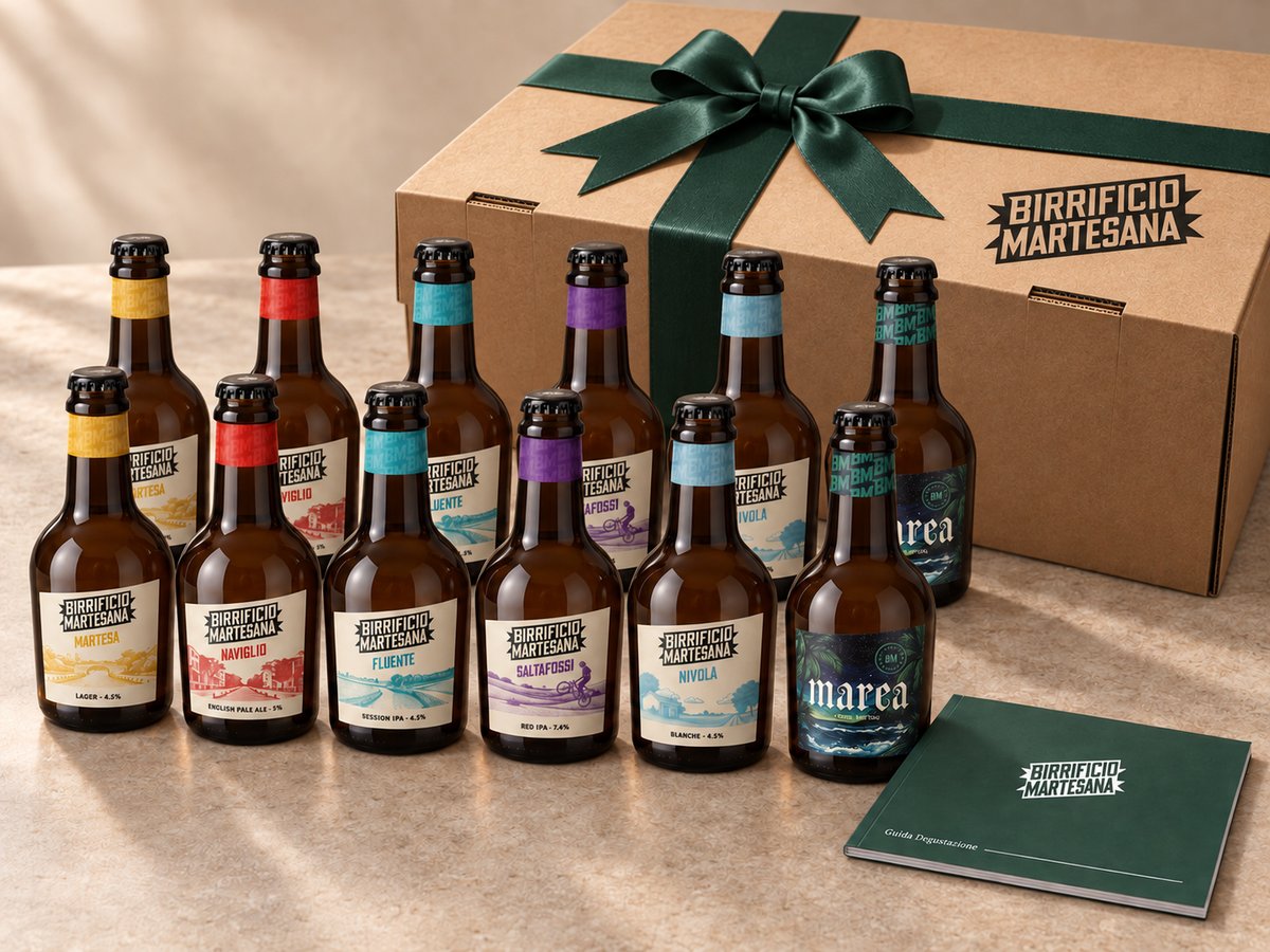 Box degustazione del Birrificio Martesana con la selezione di birre e la guida
